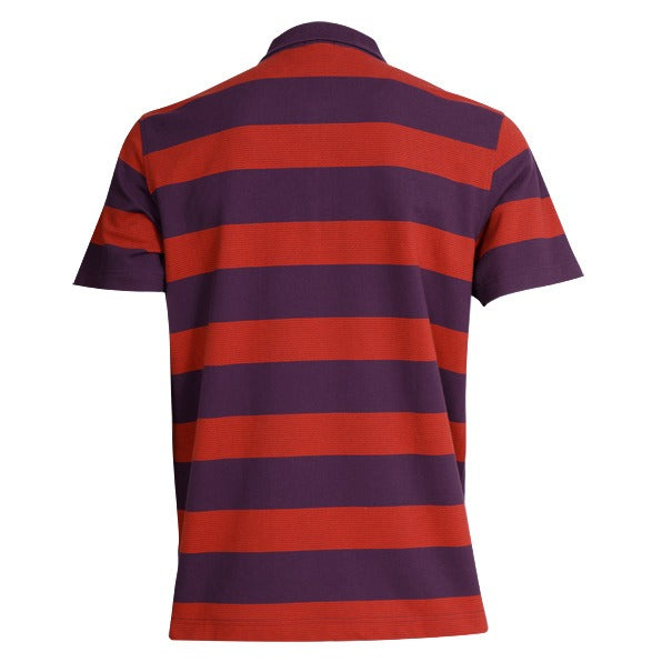 ARROW STRIPED COTTON POLO เสื้อโปโล ผ้าลายทาง สีแดงม่วง ทรง Smart MPCM218-DV 