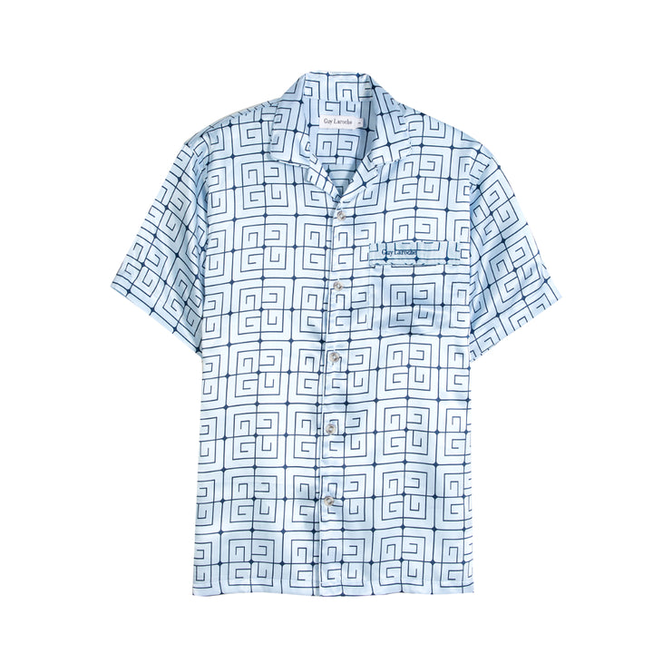 Guy Laroche ชุดนอนผ้าซาติน คอปก แขนสั้น ขายาว พิมพ์ลาย รุ่น JPP7522W4 