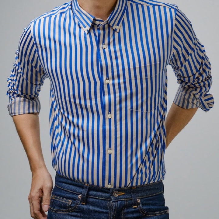 era-won เสื้อเชิ้ต ทรงปกติ รุ่น Dress Shirt Striped สี Smith and blue ICCSHOPPING