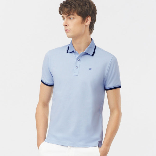 Guy Laroche เสื้อโปโลแขนสั้น สีพื้น ทรง EXTRA FIT รุ่น BKL6300A5BU - สีฟ้า ICCSHOPPING