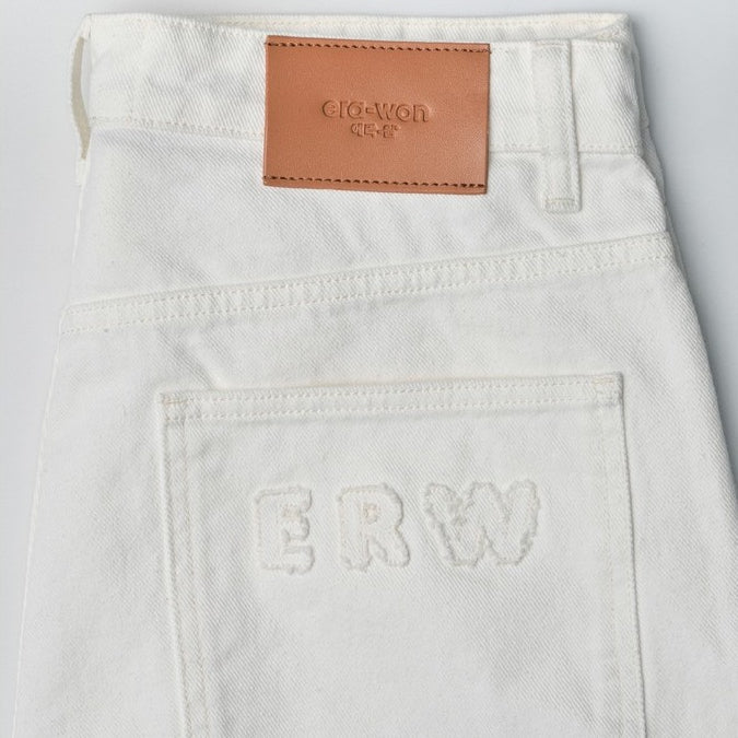 era-won กางเกงยีนส์ Baggy denim ERW collection สี ยีนส์ขาว - White dog ICCSHOPPING