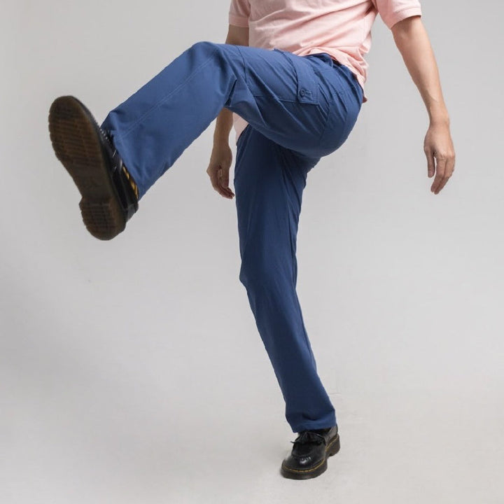 era-won Golf Fabric Cargo Pants มีกระเป๋าข้าง  ทรงกระบอกตรง สี Blue cargos ICCSHOPPING