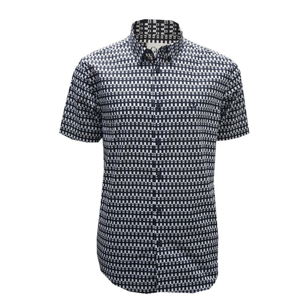 Guy Laroche เสื้อเชิ้ตลำลองแขนสั้นทรง SLIM FIT  ผ้า 100% Cotton สีดำ 
