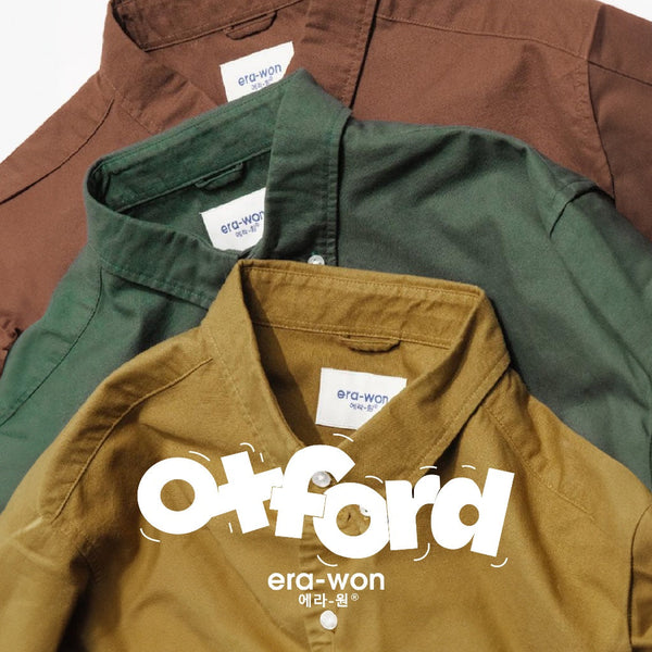 era-won เสื้อเชิ้ต ทรงปกติ Oxford Shirt แขนยาว คอปก 3 สี (น้ำตาล เขียว มัสตาด) ICCSHOPPING