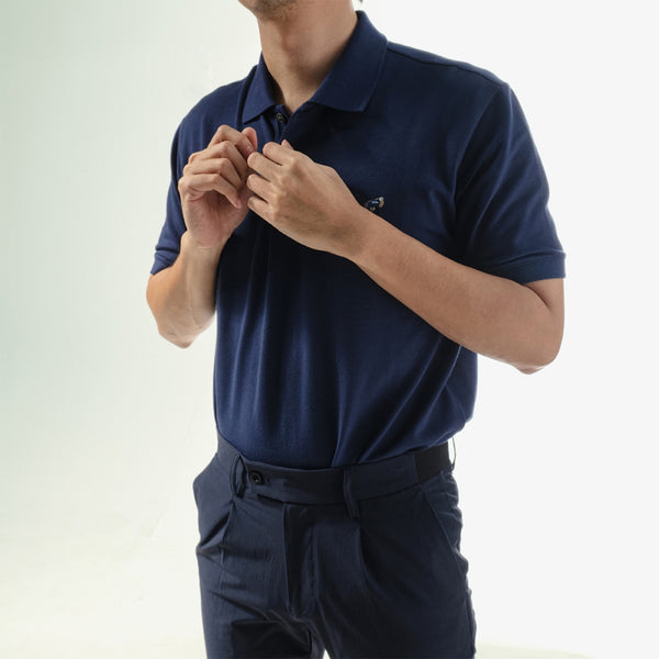 era-won เสื้อโปโลแขนสั้น ทรงสลิม Polo collection “ART TOY" สี Navy Blue 