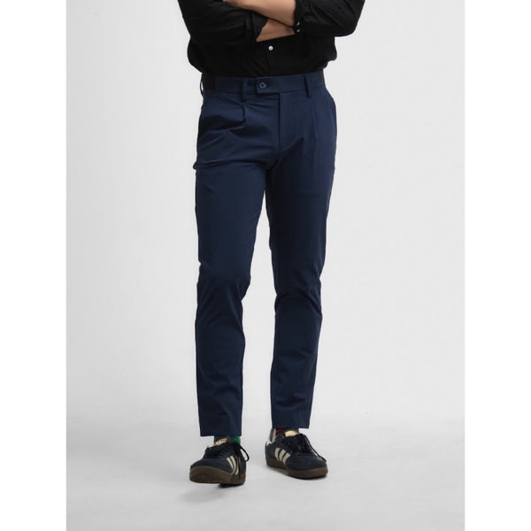 era-won กางเกงขายาว เอวยางยืด รุ่น GOLF FABRIC PANTS ขอบยางสีดำ สี Blue 