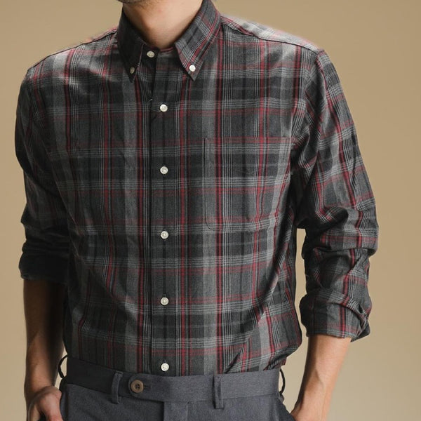 era-won Premium Quality เสื้อเชิ้ต คอปก Dress shirt Regular Shirt แขนยาว สี Audio Dark 