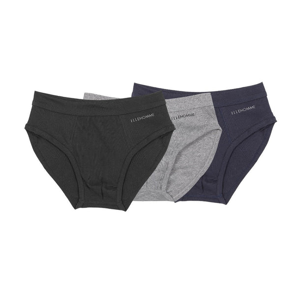 ELLE HOMME |  กางเกงในชาย ทรง BRIEF  PACK 3  100% COTTON RIB ขอบเอว SPANDEX รุ่น | KUF9999 ICCSHOPPING