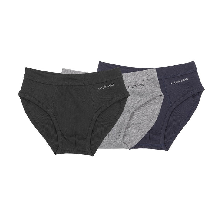 ELLE HOMME |  กางเกงในชาย ทรง BRIEF  PACK 3  100% COTTON RIB ขอบเอว SPANDEX รุ่น | KUF9999 ICCSHOPPING