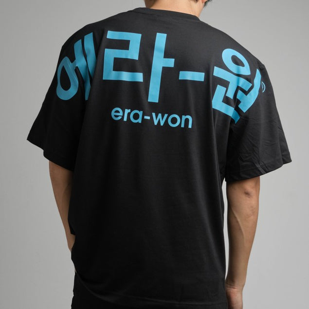 era-won เสื้อ T-Shirt Oversize Screen สี ดำสกรีนฟ้า era-won