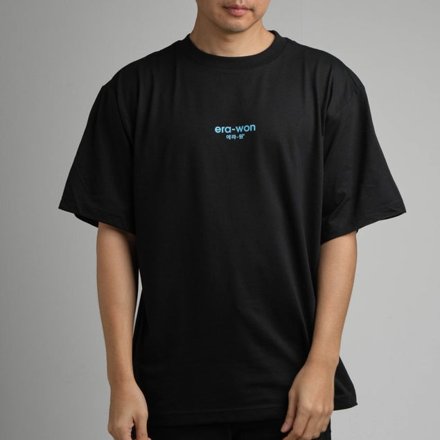 era-won เสื้อ T-Shirt Oversize Screen สี ดำสกรีนฟ้า era-won