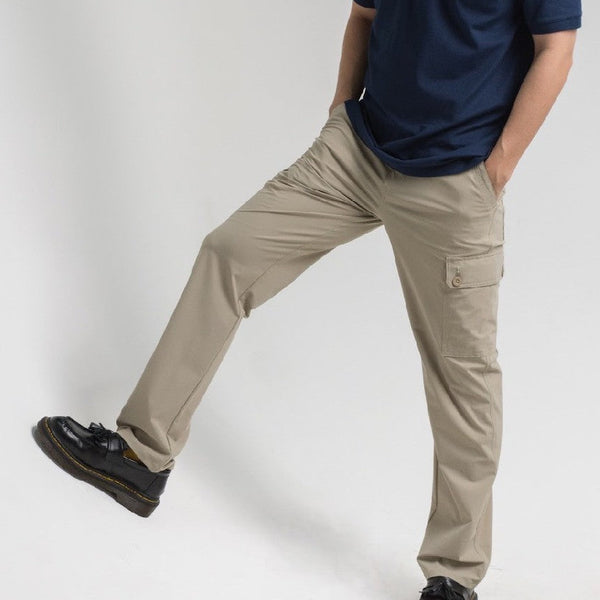 era-won Golf Fabric Cargo Pants มีกระเป๋าข้าง  ทรงกระบอกตรง สี Mustard cargos ICCSHOPPING