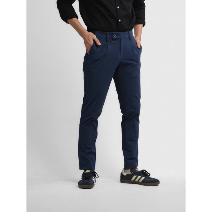 era-won กางเกงขายาว เอวยางยืด รุ่น GOLF FABRIC PANTS ขอบยางสีดำ สี Blue 