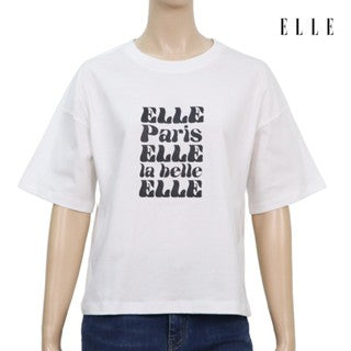 ELLE เสื้อยืด T-SHIRT ผ้า COTTON แขนสั้น ทรง CROP สกรีนลายกราฟฟิค รุ่น W3K702 ICCSHOPPING
