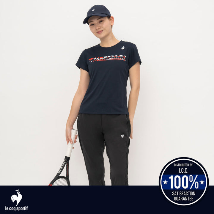 le coq sportif เสื้อเทนนิส กัน UV (UPF15) ผู้หญิง สีดำ (T-shirt, เสื้อยืด, เสื้อออกกำลังกาย, เทนนิส) ICCSHOPPING