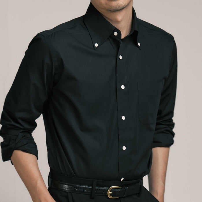 era-won ALTERNATIVE SHIRT - HIGHT ROLL BUTTON DOWN เสื้อเชิ้ตคอปก สี Black era-won