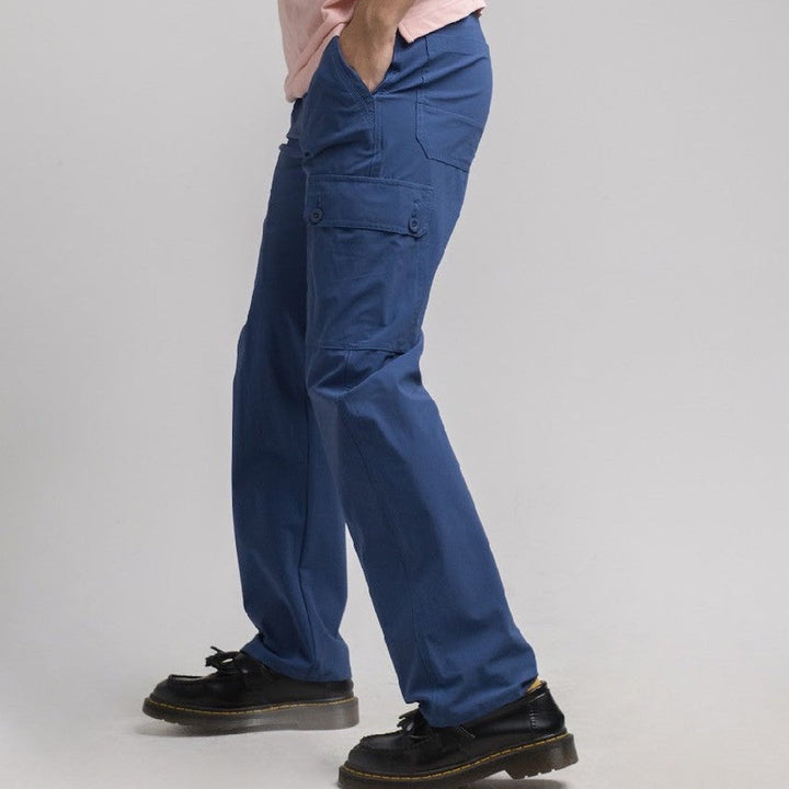 era-won Golf Fabric Cargo Pants มีกระเป๋าข้าง  ทรงกระบอกตรง สี Blue cargos ICCSHOPPING