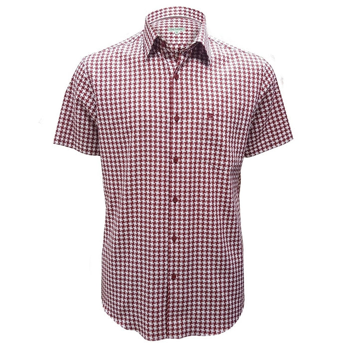 Guy Laroche เสื้อเชิ้ตลำลองแขนสั้นทรง SLIM FIT Cotton ผ้าทอลายในตัว 