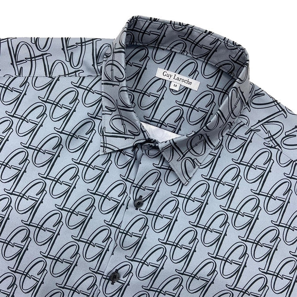 Guy Laroche เสื้อเชิ้ตทำงานแขนยาวทรง SLIM FIT ผ้าพิมพ์ลาย 100% Cotton 