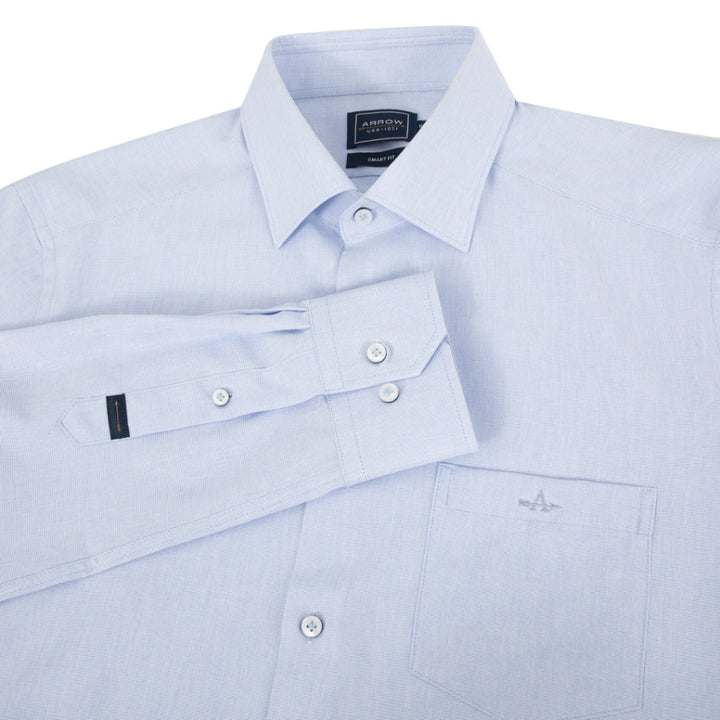 ARROW PROFREX SHIRT เบา สบาย ไม่ยับ แค่ลูบก็เรียบ - เสื้อเชิ้ต แขนยาว ทรง SMART สีฟ้า MACM909-BU 