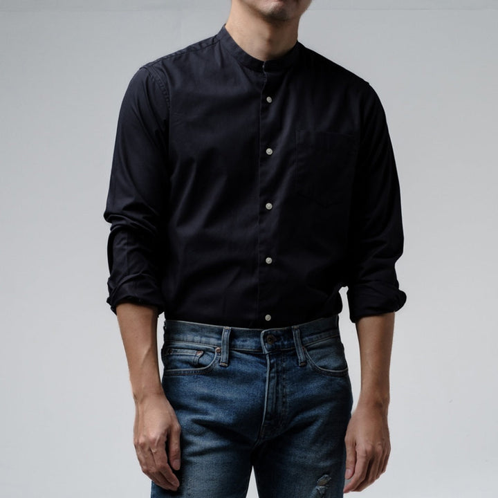 era-won เสื้อเชิ้ต ทรงปกติ Premium Quality Dress Shirt แขนยาว สี Black (คอปก และ คอจีน) ICCSHOPPING