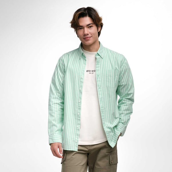 era-won Premium Quality เสื้อเชิ้ต คอปก Dress shirt Regular Shirt แขนยาว สี Green 