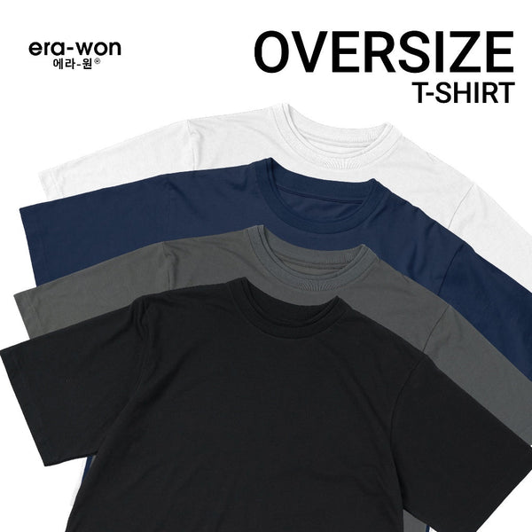 era-won เสื้อยืด โอเวอร์ไซส์ Oversize T-Shirt แพครวม 4 ตัว 4 สี (ขาว ดำ กรม เทา) ICCSHOPPING