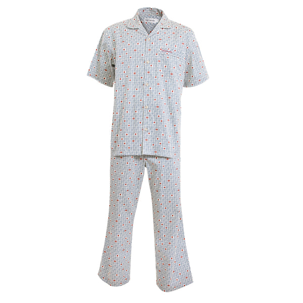 Guy Laroche ชุดนอนแขนสั้น ขายาว คอปก Cotton Print สัมผัสนุ่ม บางเบา สีครีม (JPP5971W4CR) 