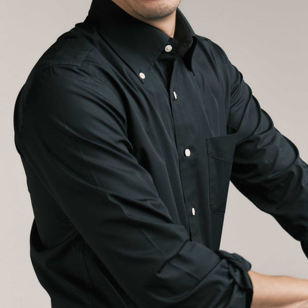 era-won ALTERNATIVE SHIRT - HIGHT ROLL BUTTON DOWN เสื้อเชิ้ตคอปก สี Black era-won