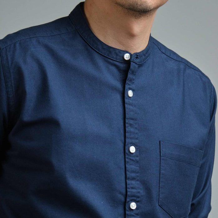 era-won เสื้อเชิ้ต ทรงปกติ Oxford Shirt แขนยาว คอจีน สี Navy ICCSHOPPING
