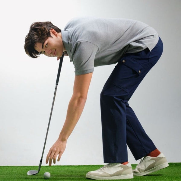 era-won Golf Fabric Cargo Pants มีกระเป๋าข้าง  ทรงกระบอกตรง สี Dark blue cargos ICCSHOPPING