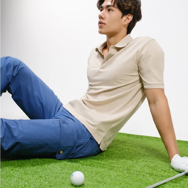 era-won Golf Fabric Cargo Pants มีกระเป๋าข้าง  ทรงกระบอกตรง สี Blue cargos ICCSHOPPING