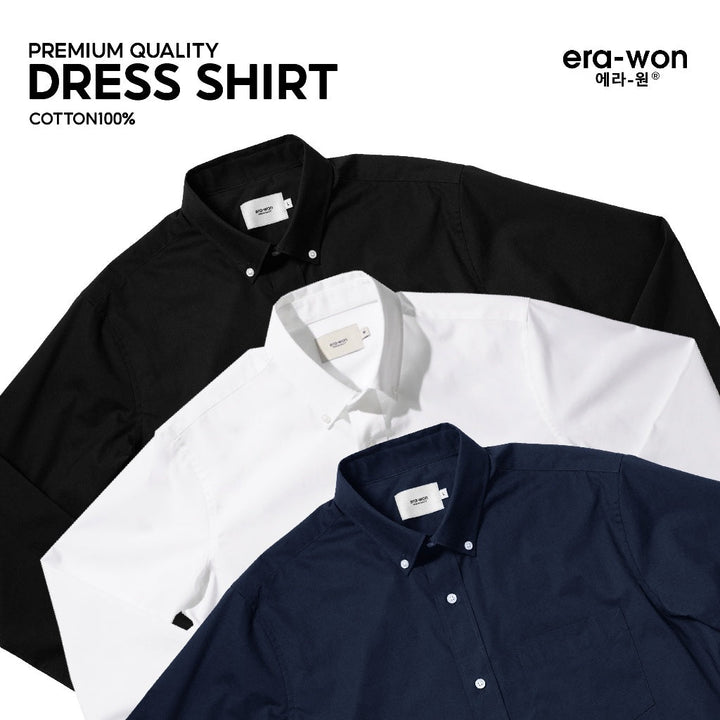 era-won เสื้อเชิ้ต ทรงปกติ Ultrafine Dresshirt แขนยาว 3 สี  (ขาว ดำ กรม) ICCSHOPPING