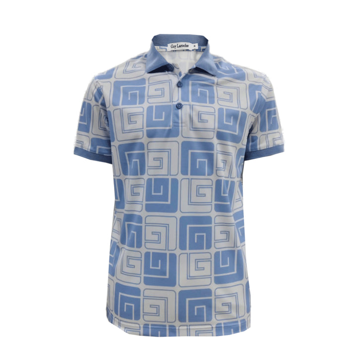 Guy Laroche เสื้อโปโลแขนสั้น พิมพ์ลาย ทรง EXTRA FIT รุ่น BKL7300W4 - สีฟ้า 