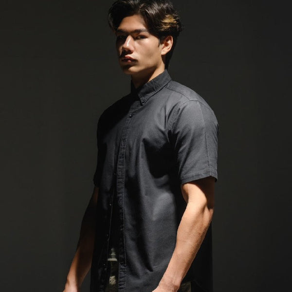 era-won เสื้อเชิ้ต รุ่น OXFORD SHORT-SLEEVED SHIRT สี Black ICCSHOPPING