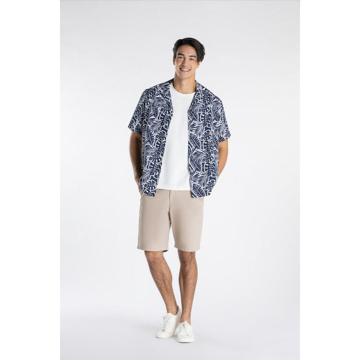 ARROW Lyocell Natural Fabric Shirt เสื้อเชิ้ตแขนสั้น ปกฮาวาย ทรง COMFORT สีกรมท่า MACC572-NV ARROW