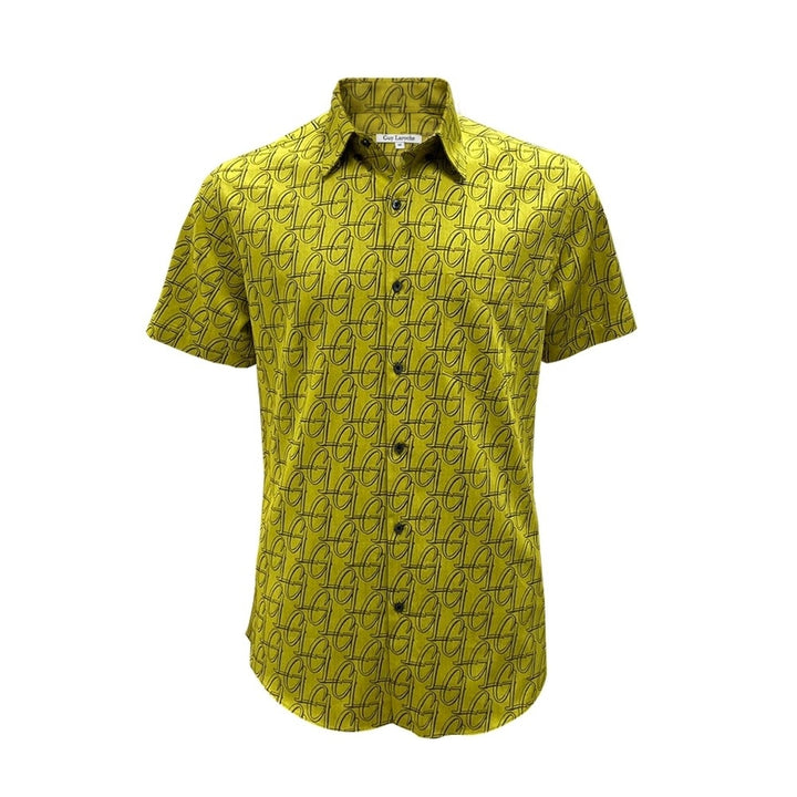 Guy Laroche เสื้อเชิ้ตลำลองสั้นทรง SLIM FIT ผ้าพิมพ์ลาย 100% Cotton 