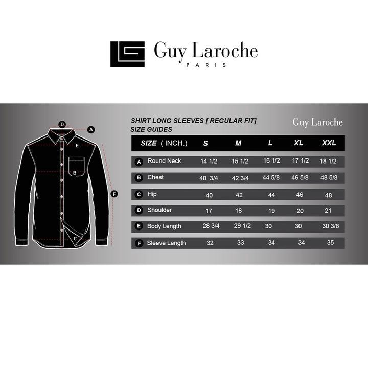 Guy Laroche เสื้อเชิ้ตทำงานแขนยาวทรง REGULAR FIT เนื้อผ้า100% Cotton สีดำ 