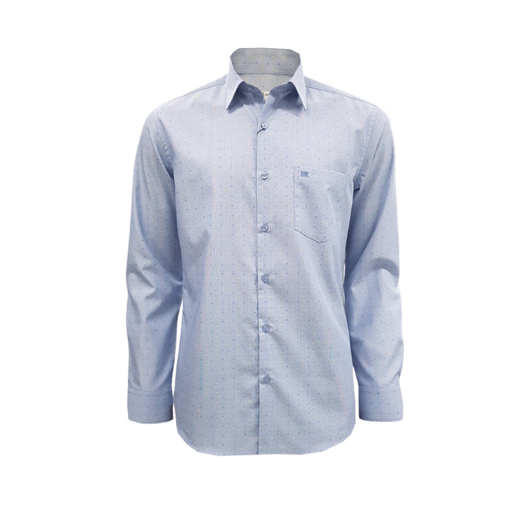 Guy Laroche เสื้อเชิ้ตทำงานแขนยาวทรง SLIM FIT ผ้าทอลายในตัว สีฟ้า 