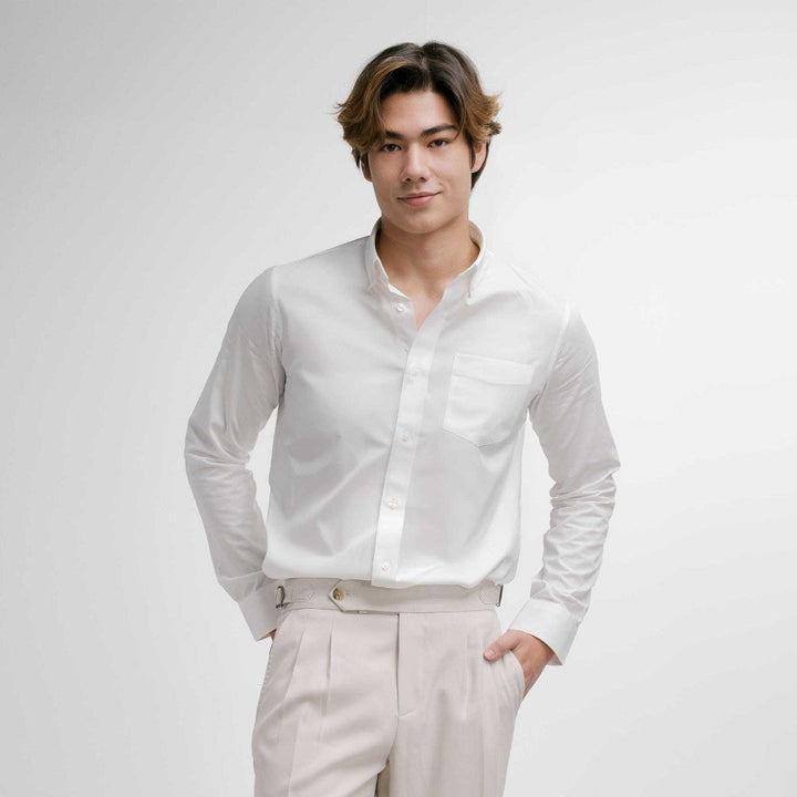 era-won เสื้อเชิ้ต ทรงปกติ Ultrafine Dresshirt แขนยาว สี Double White (ป้ายใหม่) ICCSHOPPING