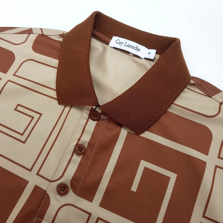 Guy Laroche เสื้อโปโลแขนสั้น เนื้อผ้า 100% Polyester ทรง Extra FIT (BKL7300S4BR - สีน้ำตาล) 