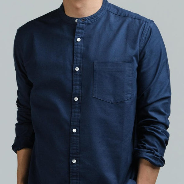 era-won เสื้อเชิ้ต ทรงปกติ Oxford Shirt แขนยาว คอจีน สี Navy ICCSHOPPING