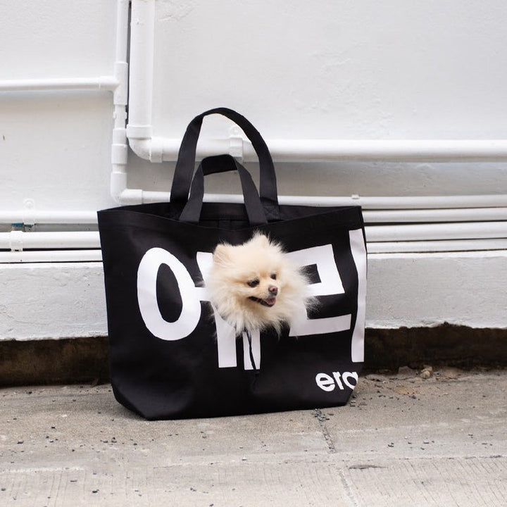 era-won กระเป๋าผ้า Jumbo tote dog (limited edition) KOREA BAG สี Black Dog White era-won
