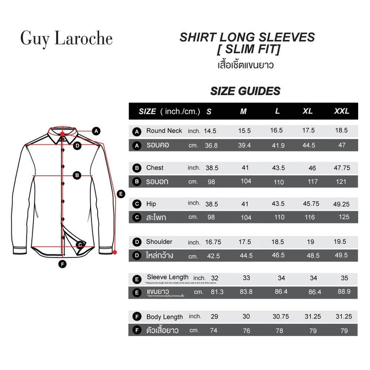 Guy Laroche เสื้อเชิ้ตแขนยาว ผ้า 100% Cotton ทอลายในตัว ทรง SLIM FIT รุ่น BAB9210S3 