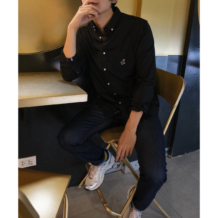 era-won เสื้อเชิ้ต ทรงปกติ Oxford Shirt collection “ART TOY" แขนยาว คอปก สี Black 