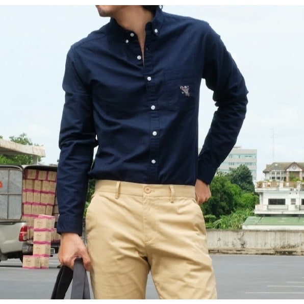 era-won เสื้อเชิ้ต ทรงปกติ Oxford Shirt collection “ART TOY" แขนยาว คอปก สี Navy 