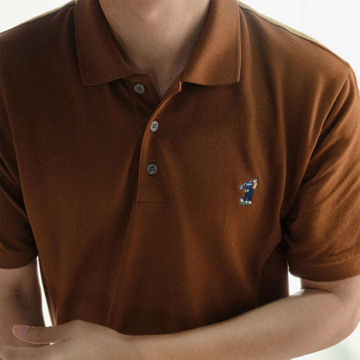 era-won เสื้อโปโลแขนสั้น ทรงสลิม Polo collection “ART TOY" สี Brown 