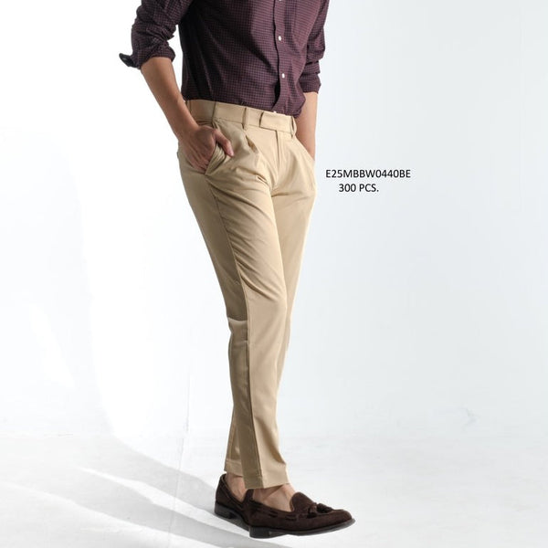 era-won กางเกง รุ่น GOLF FABRIC (065)  ทรงกระบอกเล็ก ขาเต่อ เอวยางยืด สี Beige ICCSHOPPING