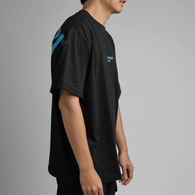 era-won เสื้อ T-Shirt Oversize Screen สี ดำสกรีนฟ้า era-won