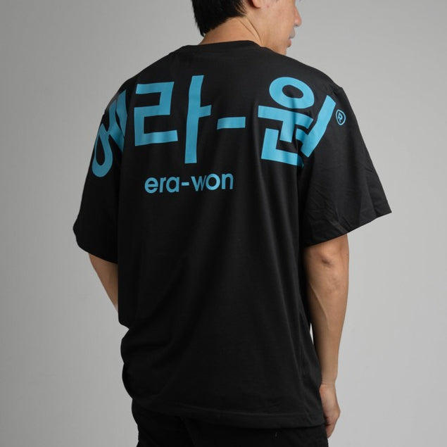 era-won เสื้อ T-Shirt Oversize Screen สี ดำสกรีนฟ้า era-won